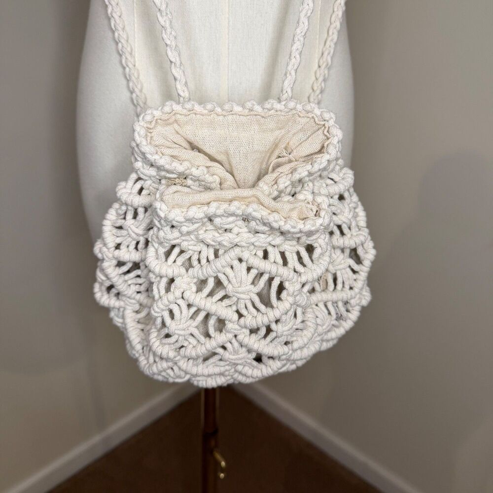 Natural Life Macramé Mini Backpack 100% Cotton Cream Boho Festival Crochet